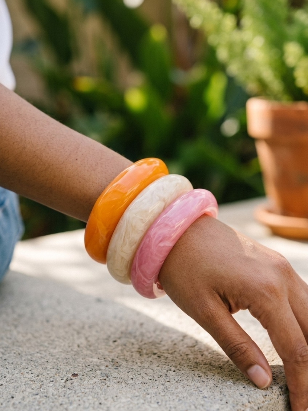 PiperK Color Pop Bangle Set — Pink, Green, Coral, Or Blue, Pick One, NWT - Picture 4 of 13